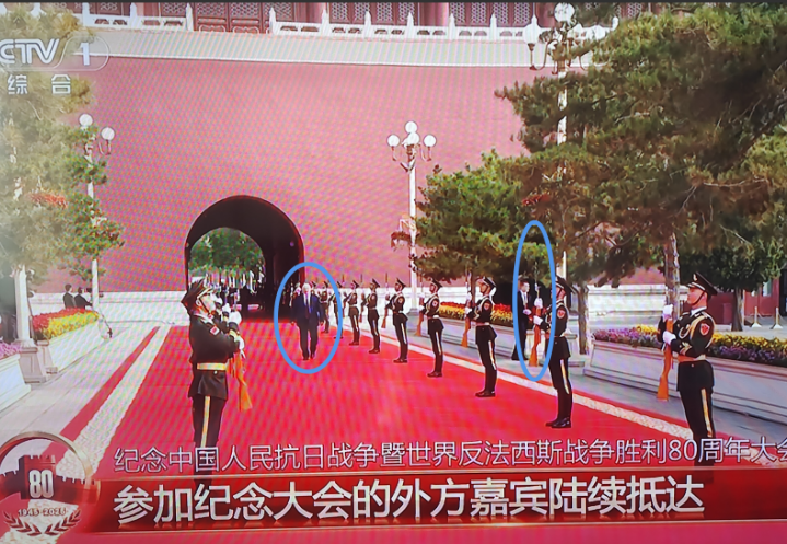 白俄罗斯总统小儿子尼古拉，不愿跟父亲走端门红毯，拐弯走到旁边的林荫小路。十年