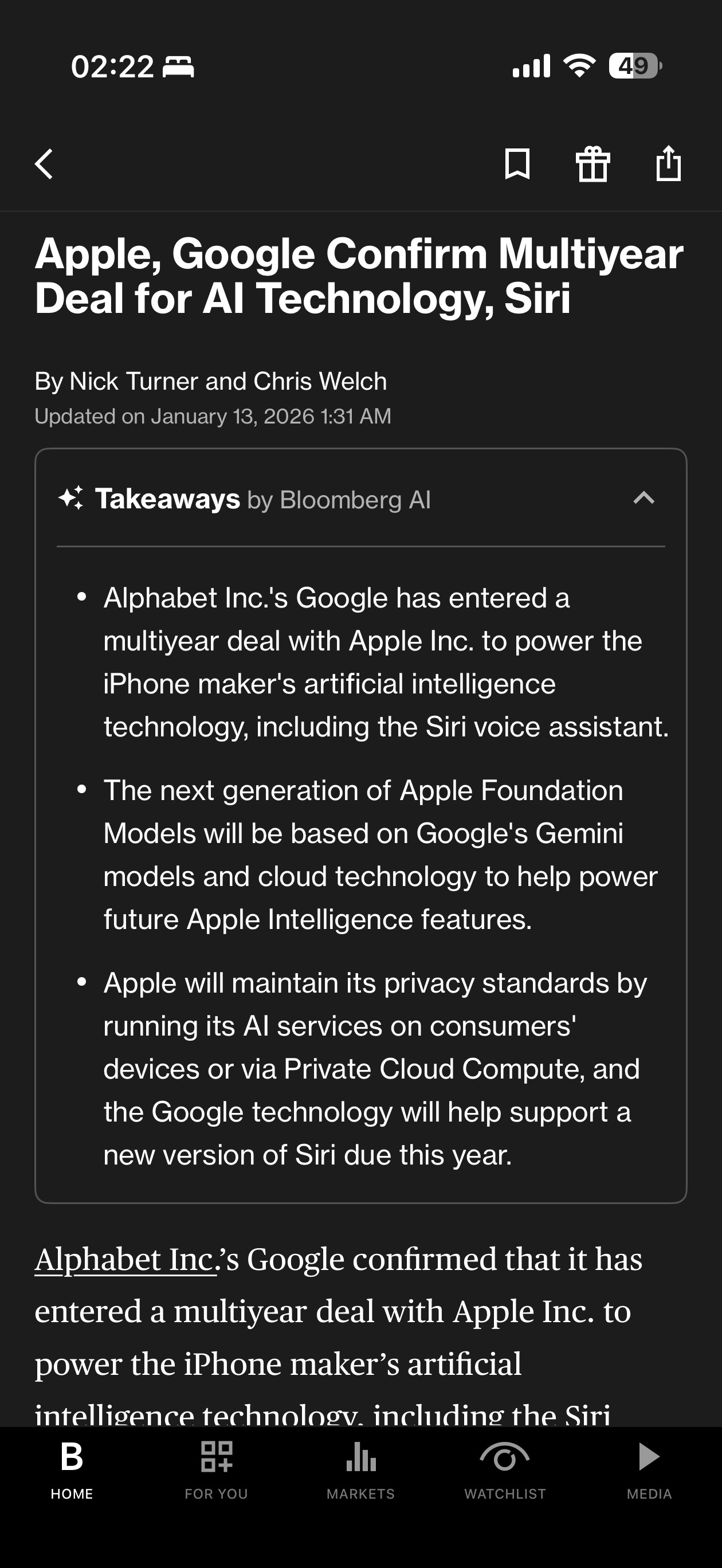 两家联合宣布：Google将为Apple的下一代Siri提供核心AI