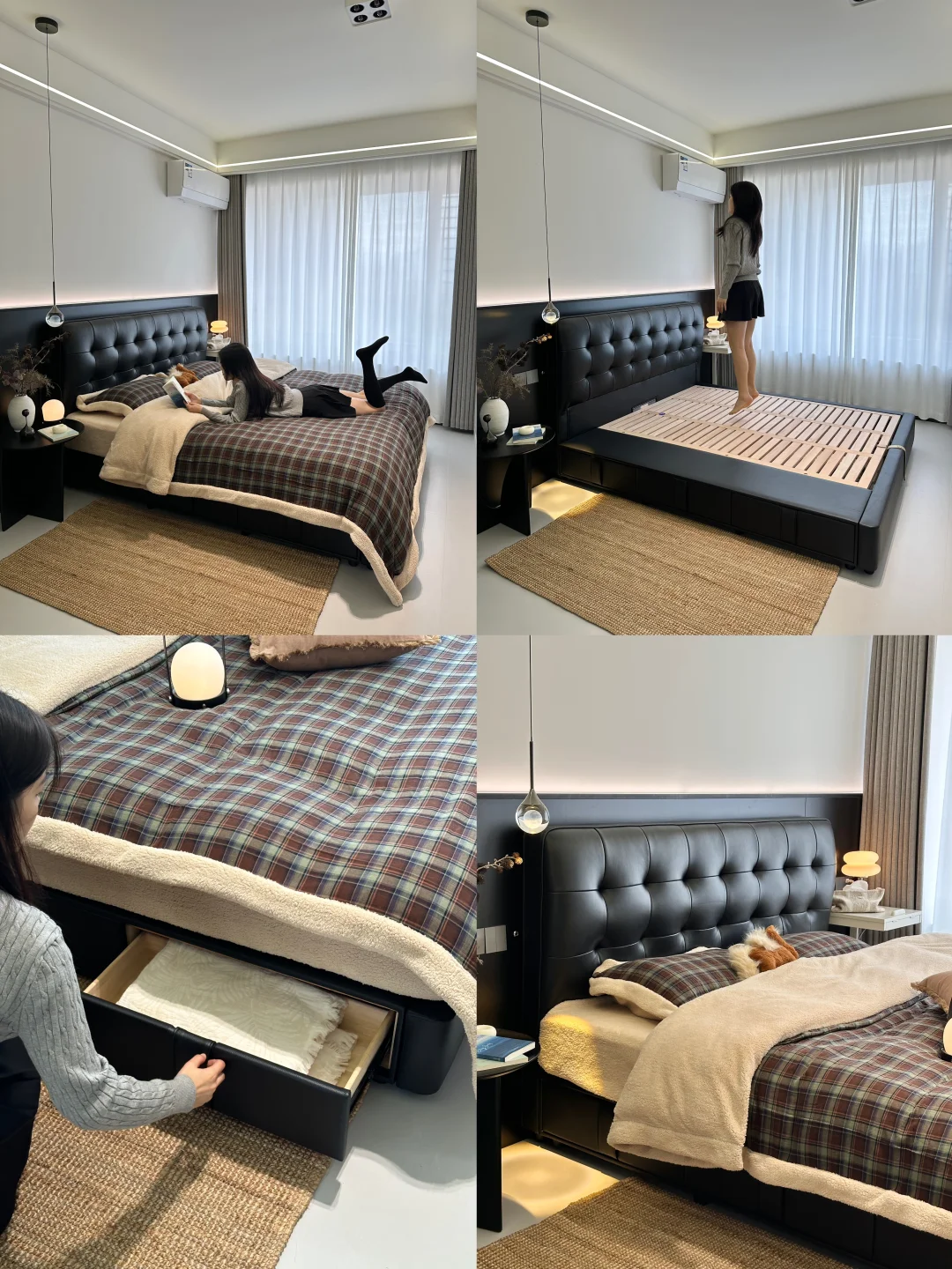 替你们试了，小户型选华夫格储物床太香了！