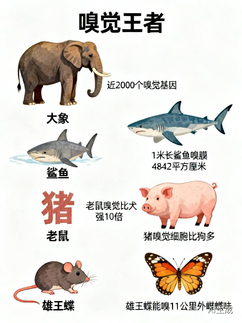 世界上嗅觉最灵敏的动物是大象大象是嗅觉王者，有近2000个独特嗅