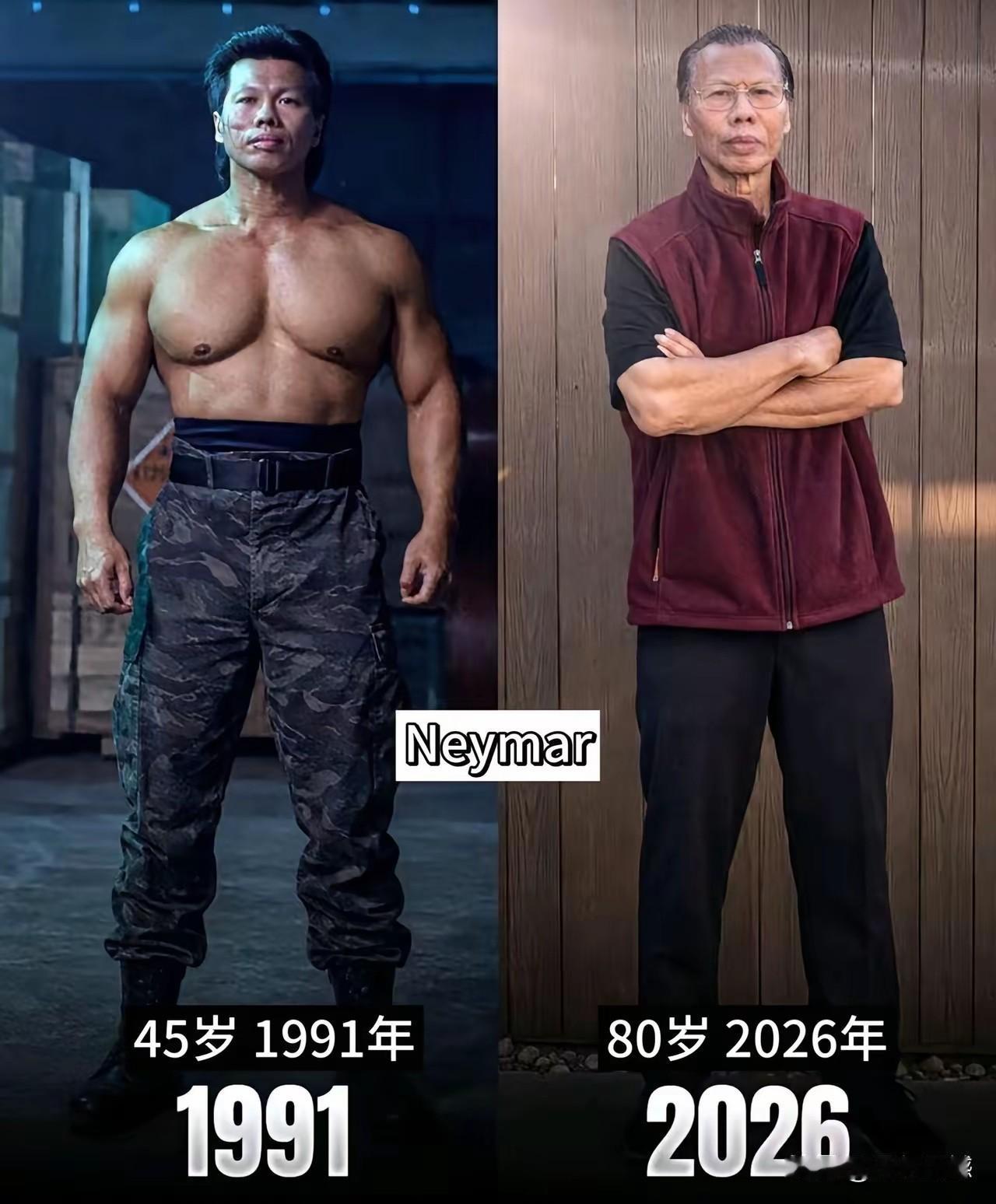 35年前，这个人虽然45岁，但是有一身腱子肉，长得非常的结实，非常的壮实，35年