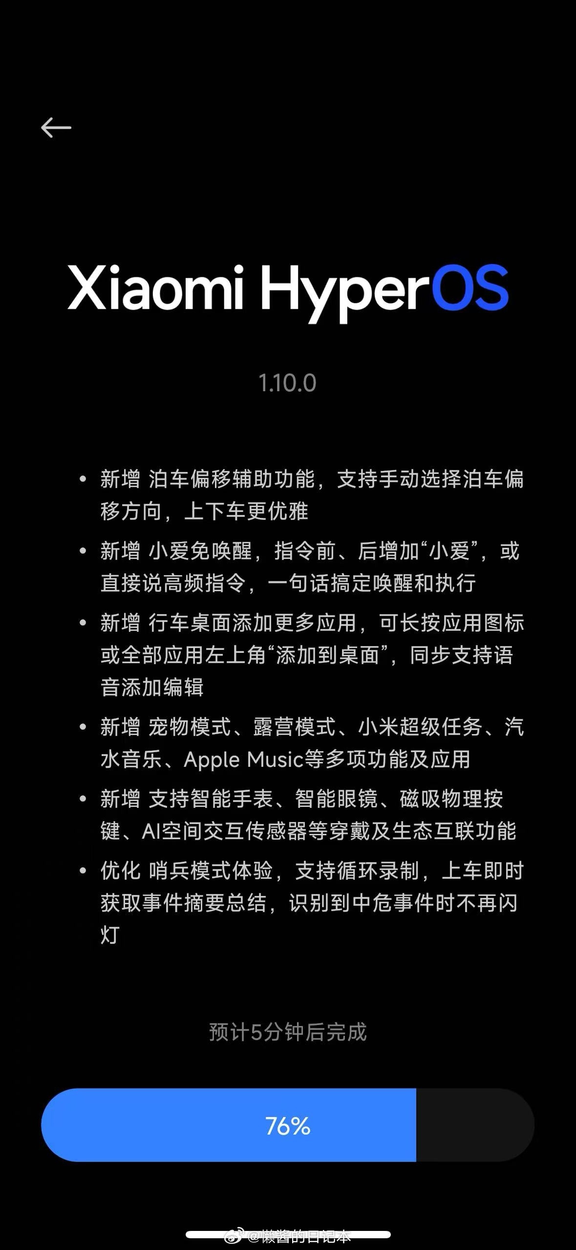 小米SU7Pro/Max正推送新版更新（ver1.10.0）。更新内容如下