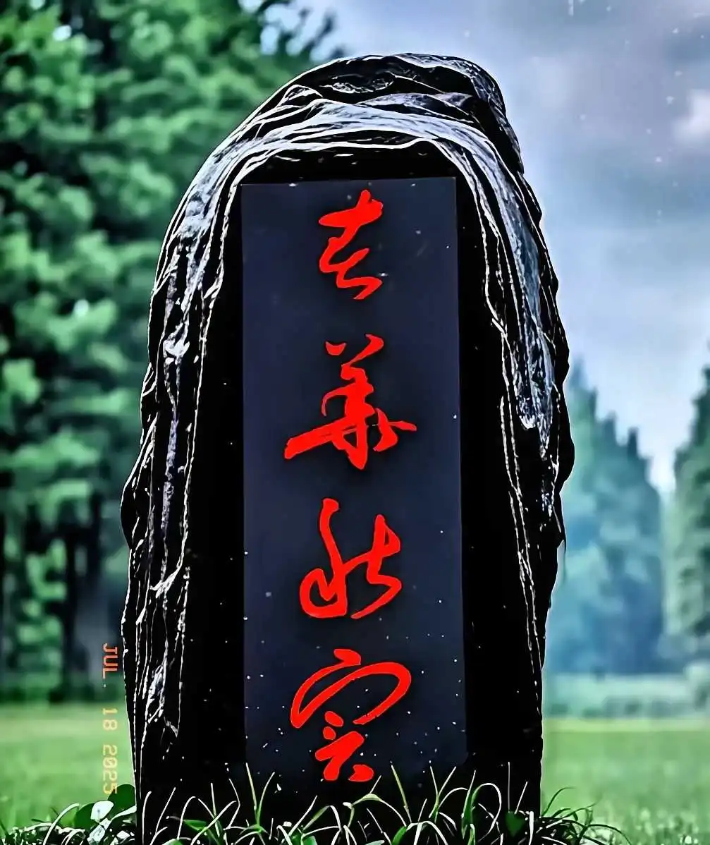 这么块大石头，上面红笔写的字，你能认全吗？