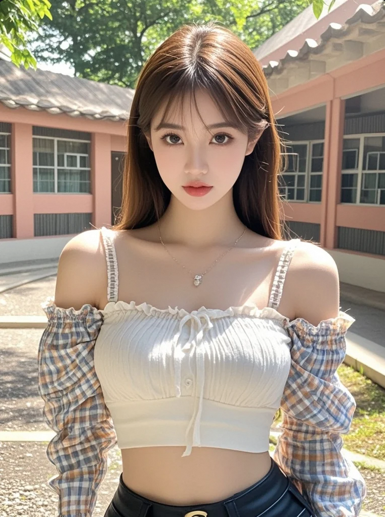 教学楼天台风好大！要分你半件校服外套吗？