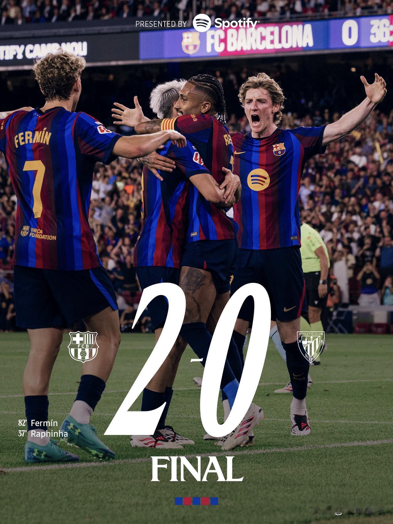 巴萨2-0毕尔巴鄂竞技，给巴萨球员的表现评个分！亚马尔——6分，上半场踢得一