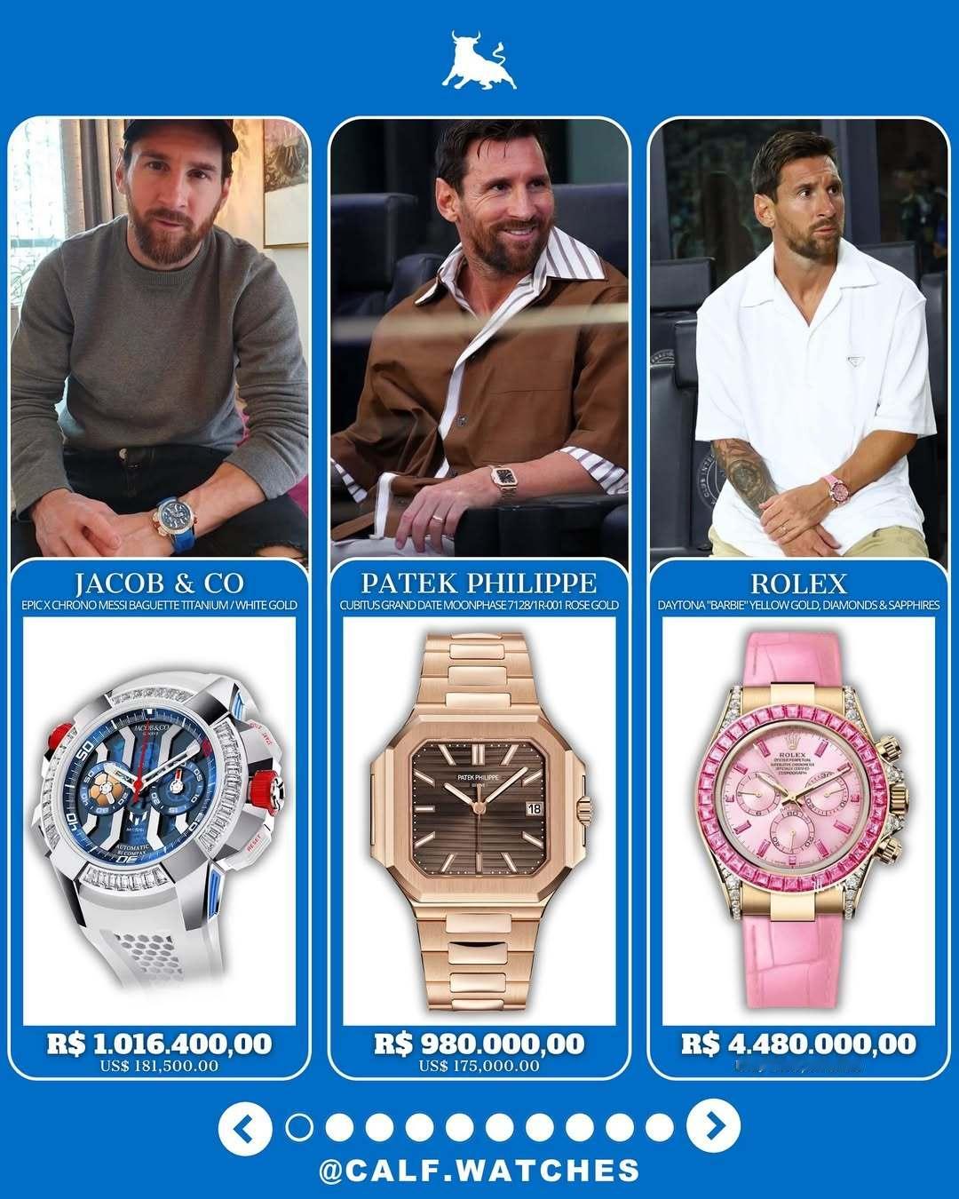 近日，外网有个手表自媒体发布了一个关于梅西的手表合集，一共分三个部分，第二部分有