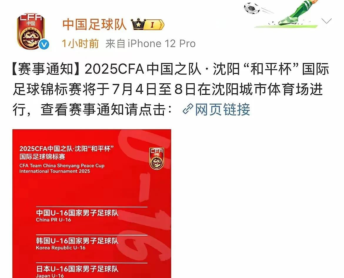 好消息！今年7月，中国U16国家队将和日本、韩国、乌兹别克斯坦交手，CCTV体育