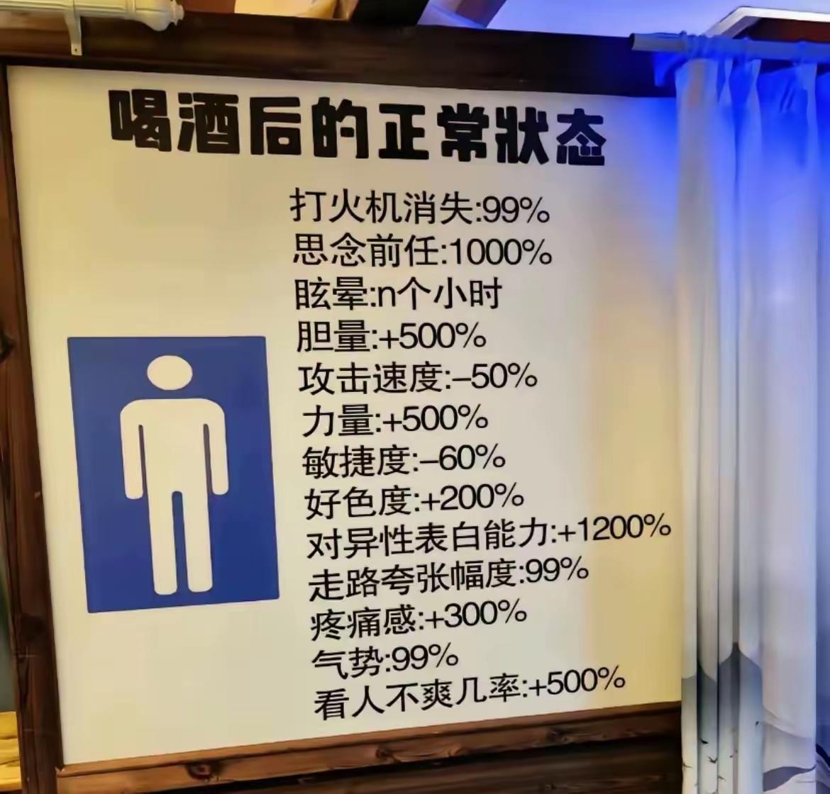 喝酒之后的数值增加[捂脸哭]