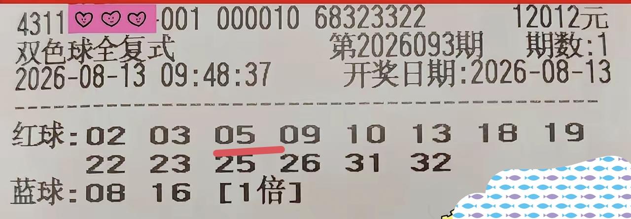 做什么毛也不知道，花了12012元，买了一张第93期福彩双色球14+2的复式彩票