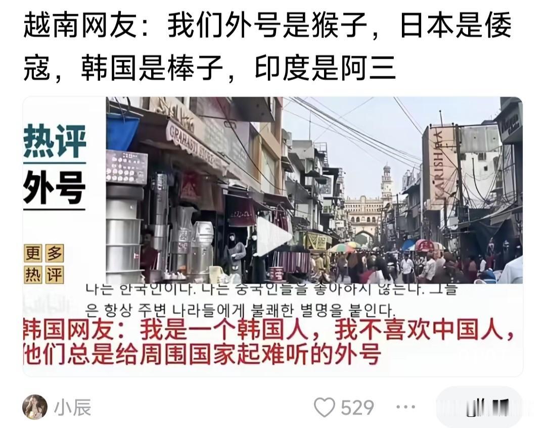 国人给邻国人起“外号”引反感！韩国网友说:我不喜欢中国人，因为他们爱给周边邻国人