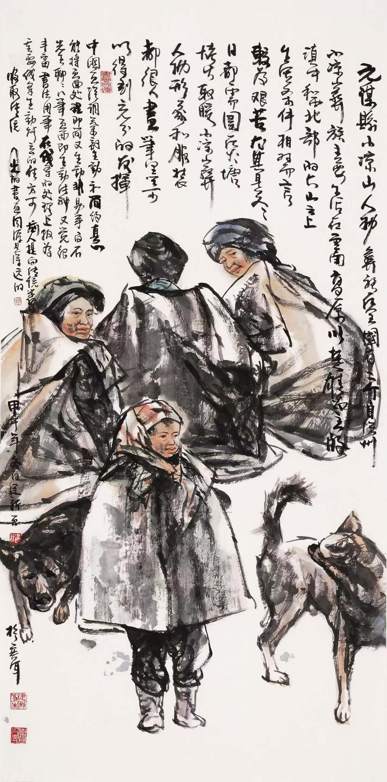 舒建新笔下的山水人物作品
