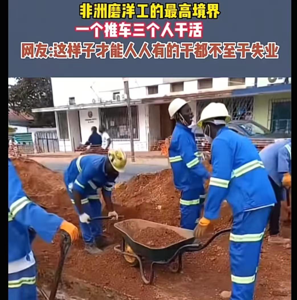 以前看到这种视频，非洲人三四个人干一个人的活，觉得他们怎么这么笨，为什么浪费这么