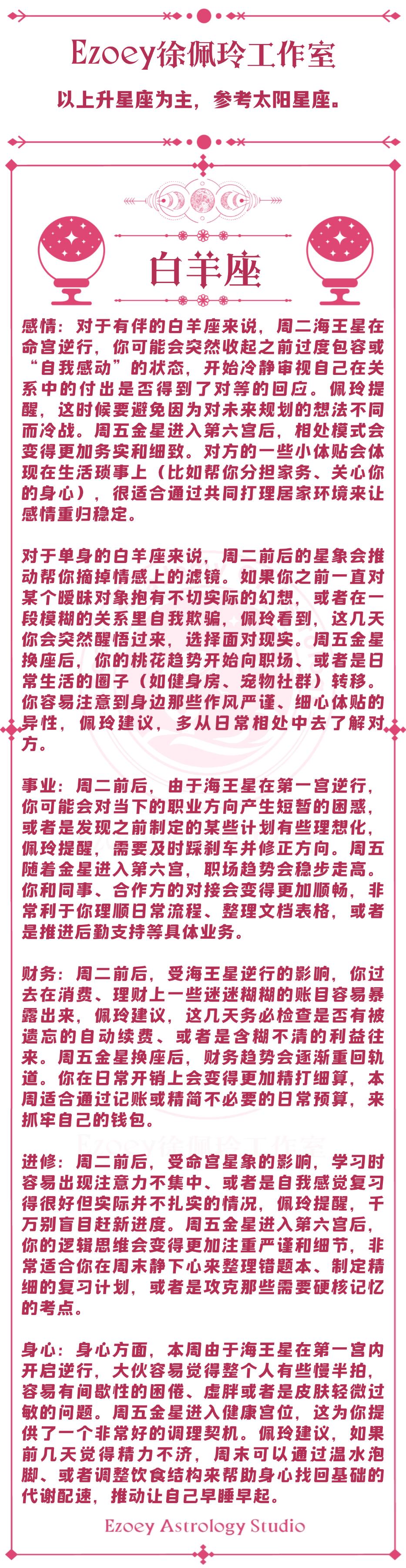 12星座周报（07/06-07/12）—ezoey徐佩玲26年星座播报