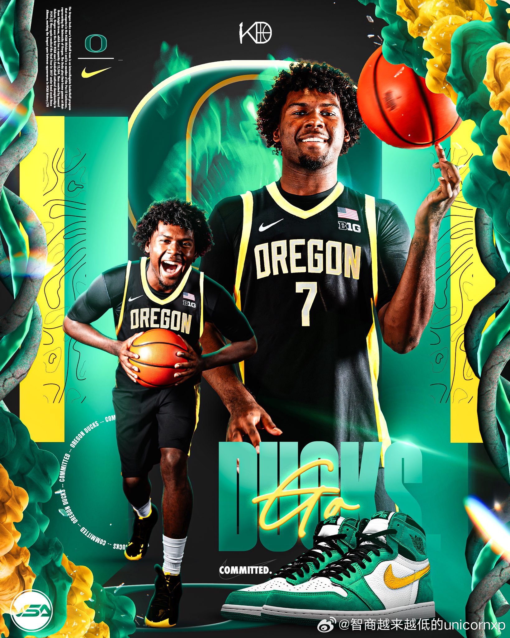 26届全美三星小前锋SevenSpurlock承诺俄勒冈大学，张博源加入俄勒冈