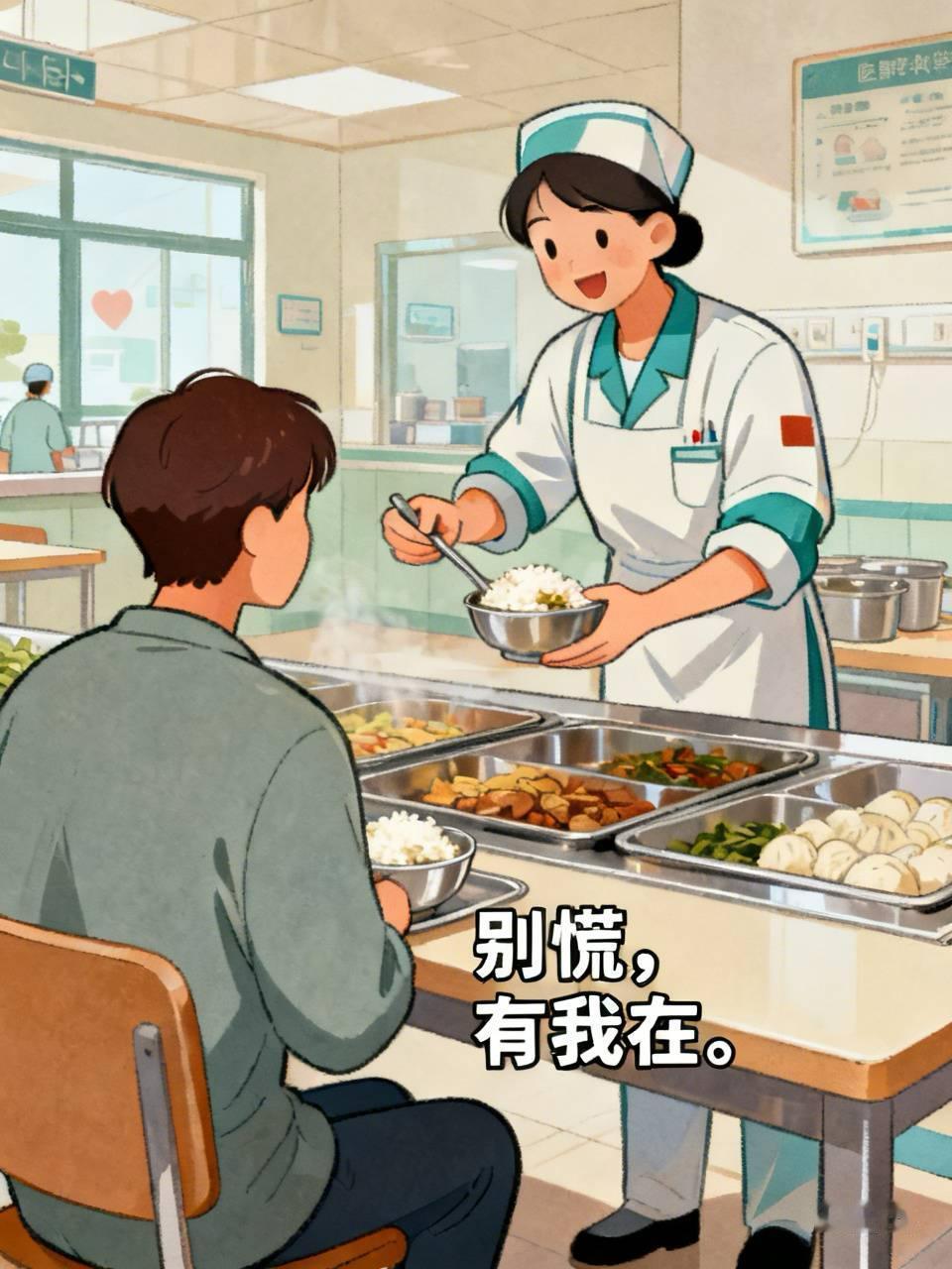 医院食堂打饭撞见曾经的护工，她抢着替我付了钱，说："你爸走的时候我没赶上送，这顿