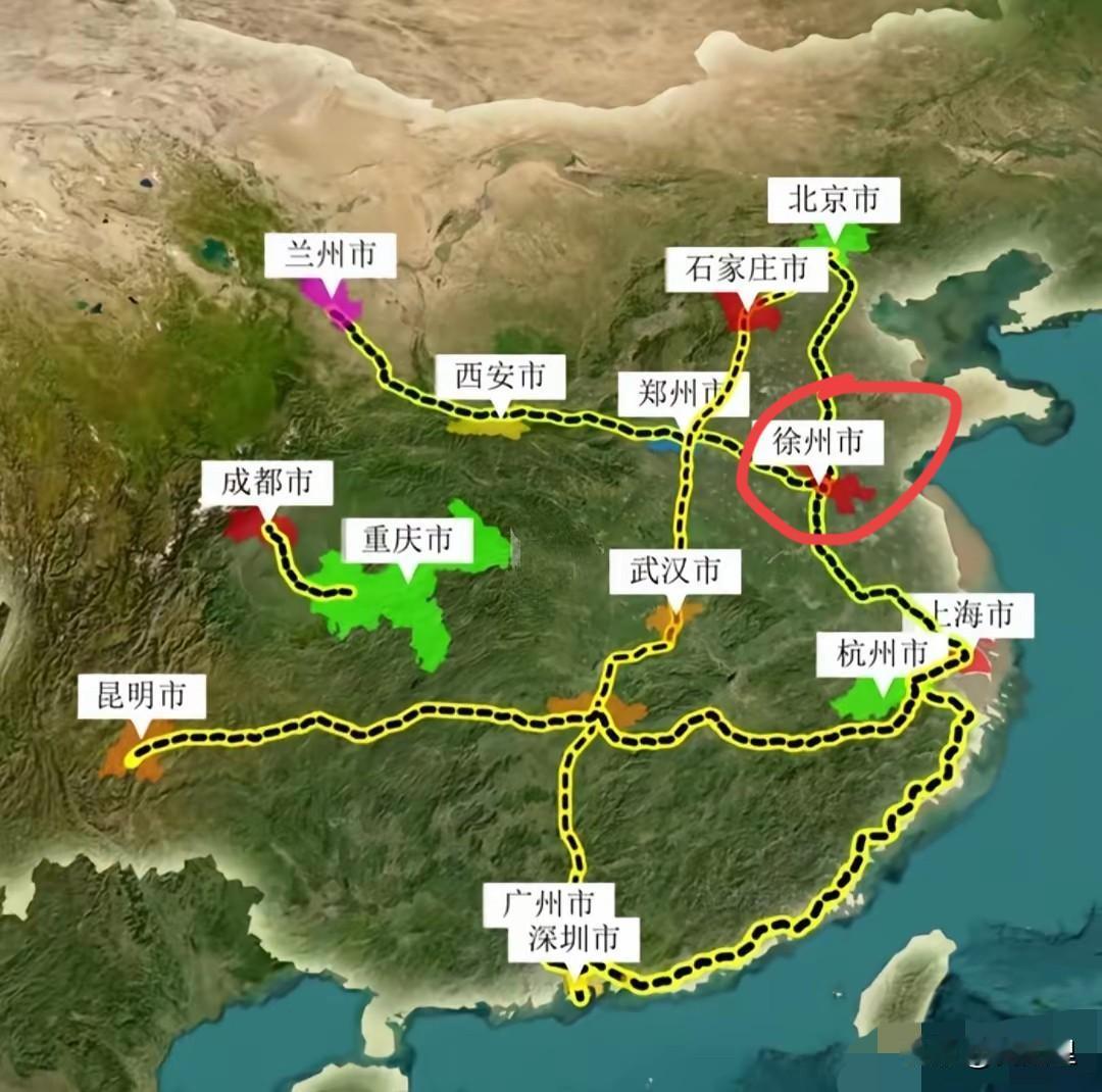 徐州的地理和交通优势怎么如此厉害?这是中国最繁忙的高铁线路图,同时这更是中国经济