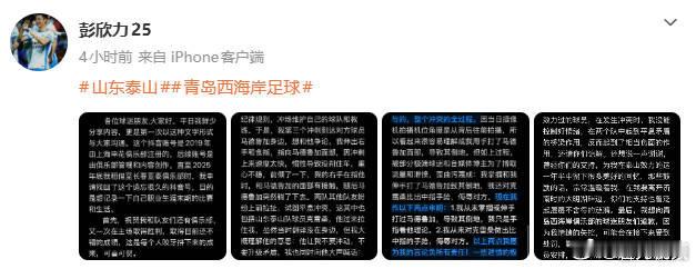 【彭欣力回应与泰山冲突】彭欣力否认掌掴泰山外援马德鲁加8月22日，中超第24轮，