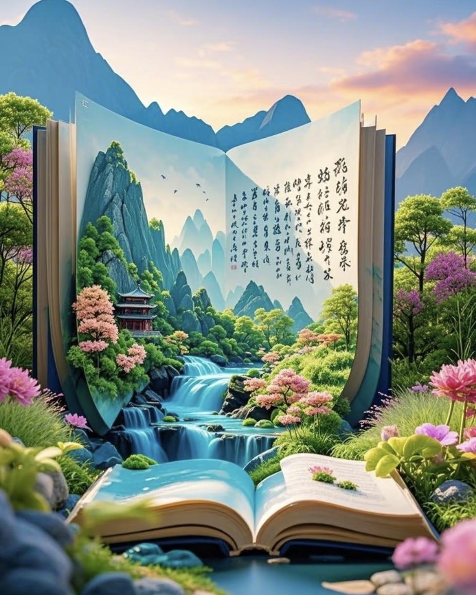 上联：书里桃源无岁月下联：砚中沧海有波澜