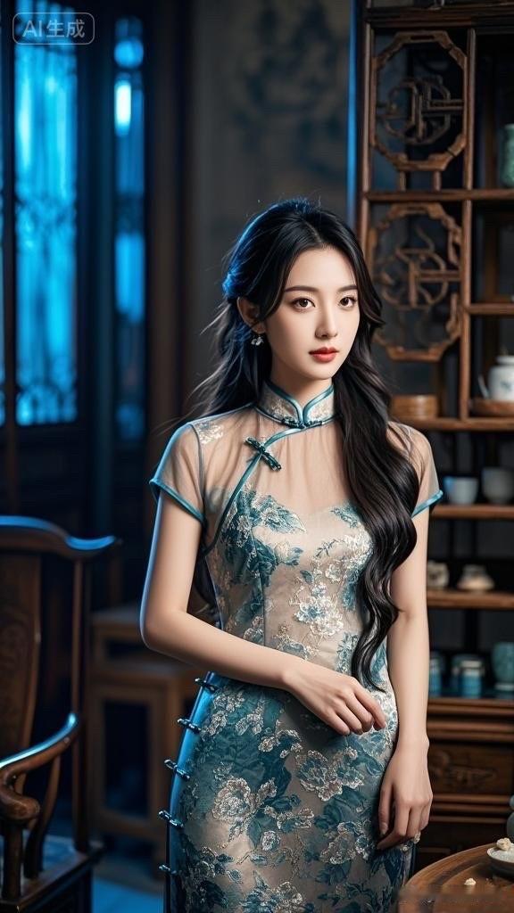 古典美人，金衣华服，韵味十足