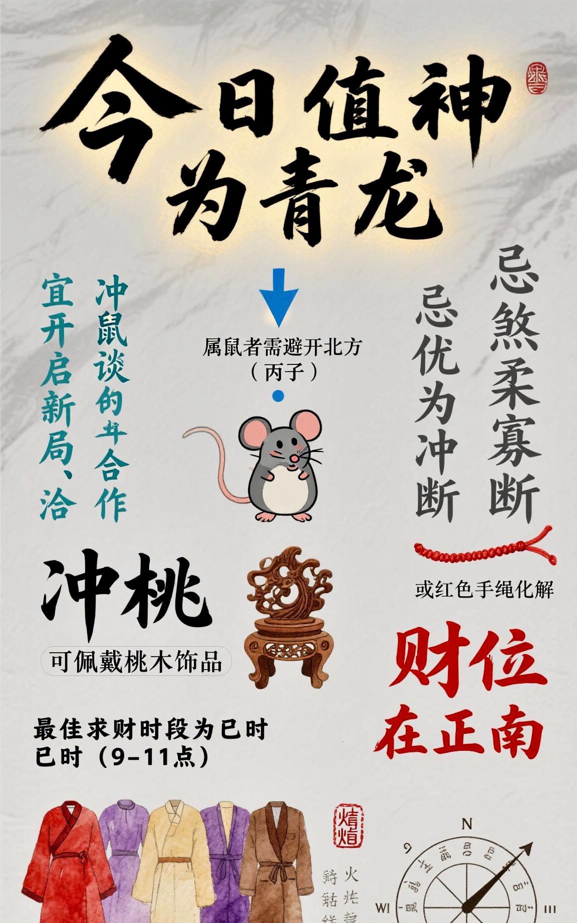 今日看这里黄历与命理启示今日值神为青龙。属于黄道吉日，宜开启新局、洽谈合