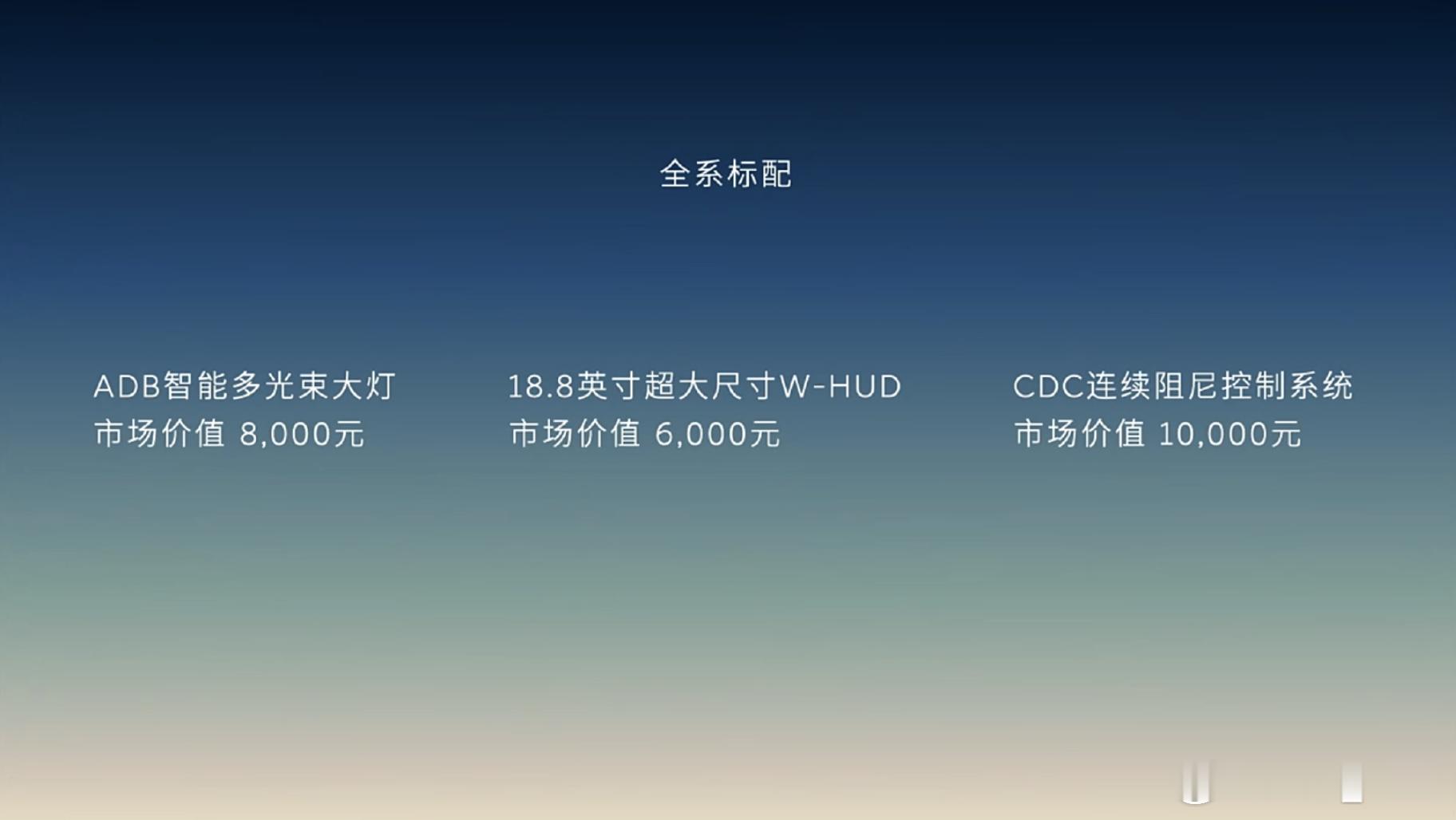 新ET5/5T的ADB大灯、18.8英寸HUD和CDC全部标配。