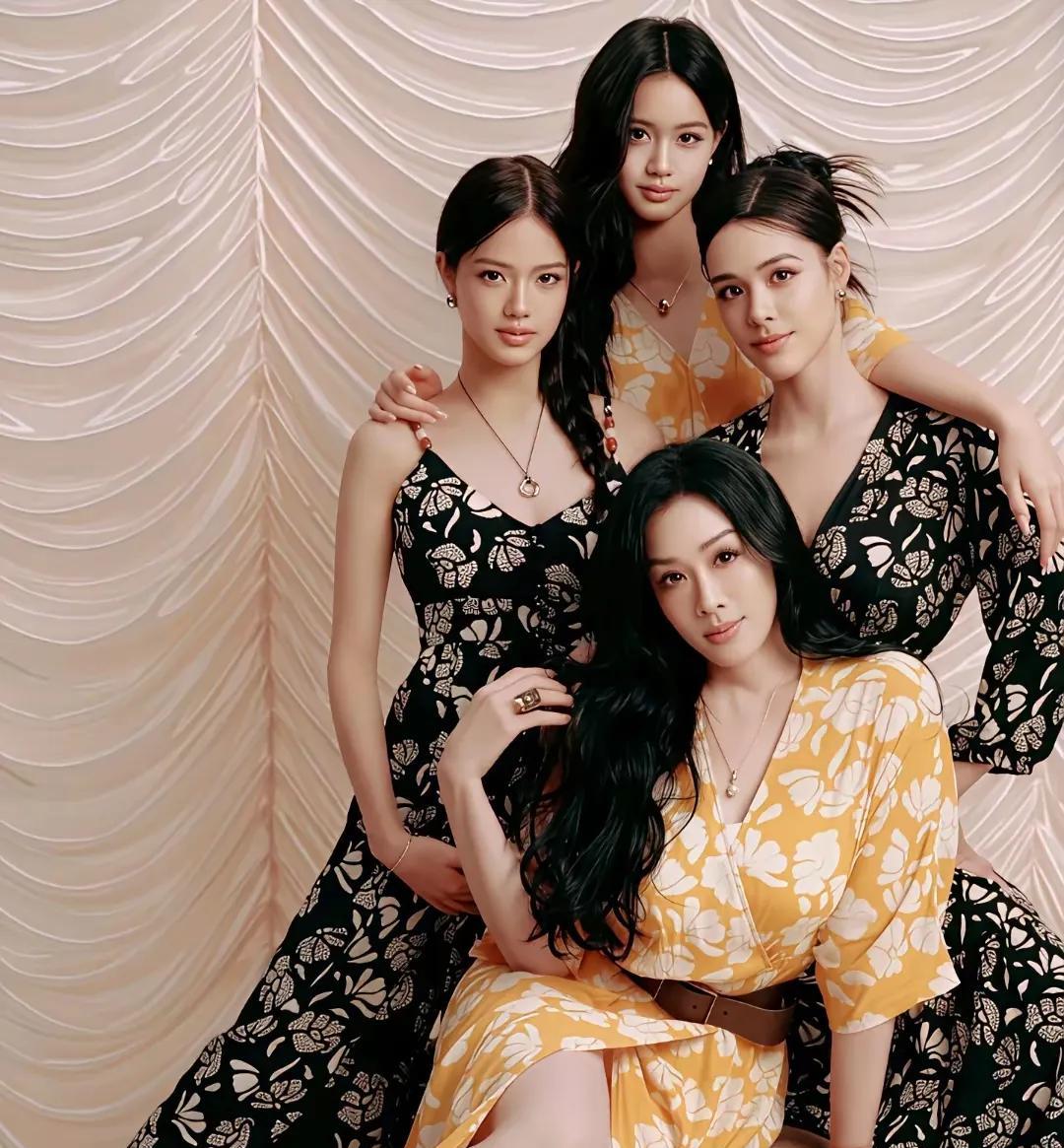钟丽缇真的人生赢家，几个闺女一个比一个漂亮，一个都没长残，三个女儿都美，各具特色