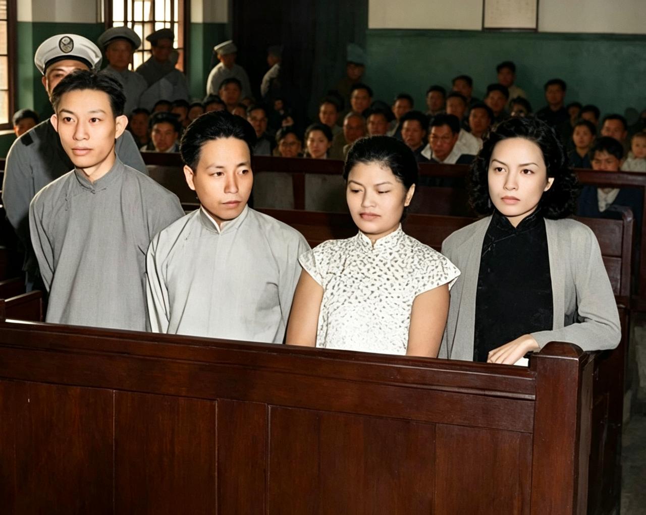 这四个站在法庭上受审的两男两女看似普普通通却在八十年前震动上海滩。虽然，四人明知