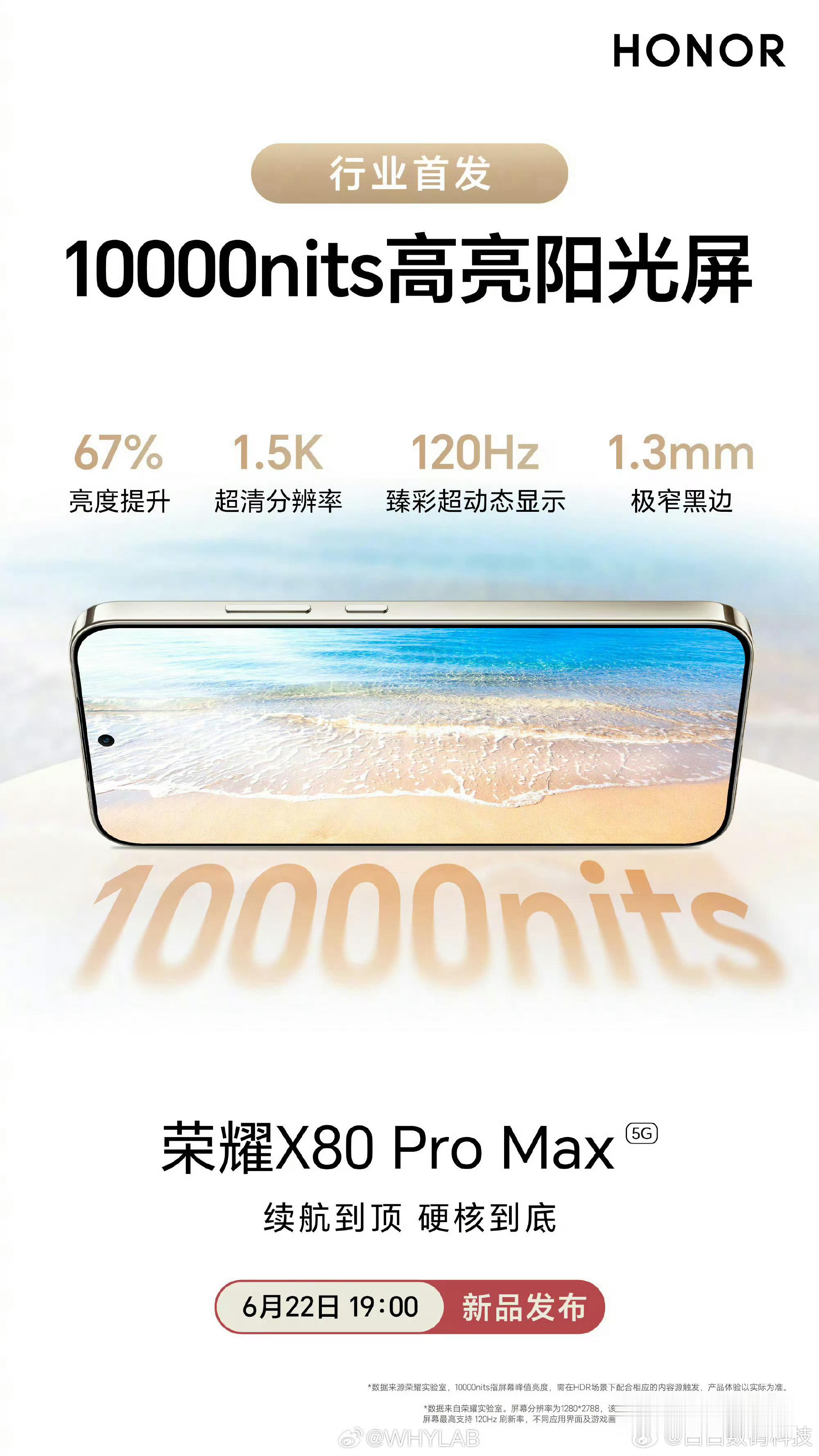 仙逆荣耀X80ProMax除了万级电池，屏幕也很硬，首发10000ni
