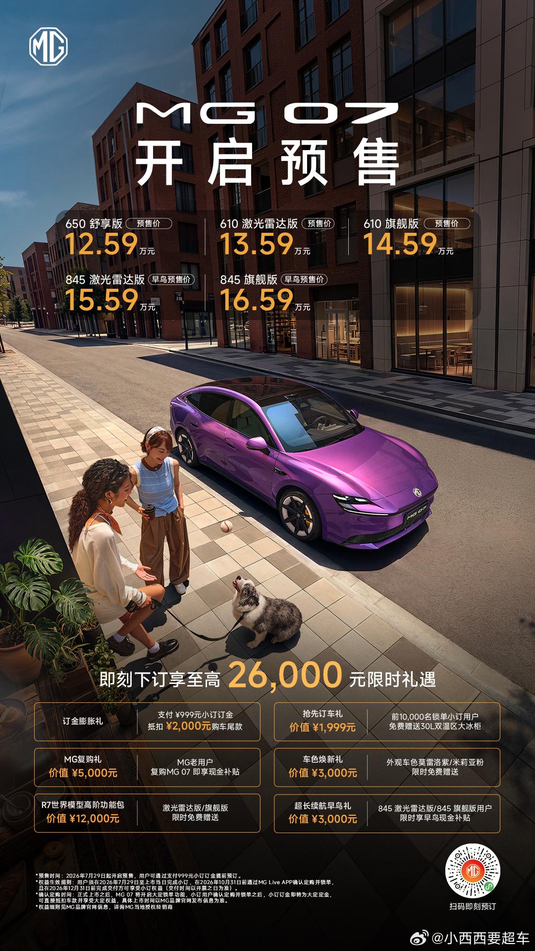 MG07直接开预售了，起步12.59万这个数字一出来，我第一反应就是这个价位段的