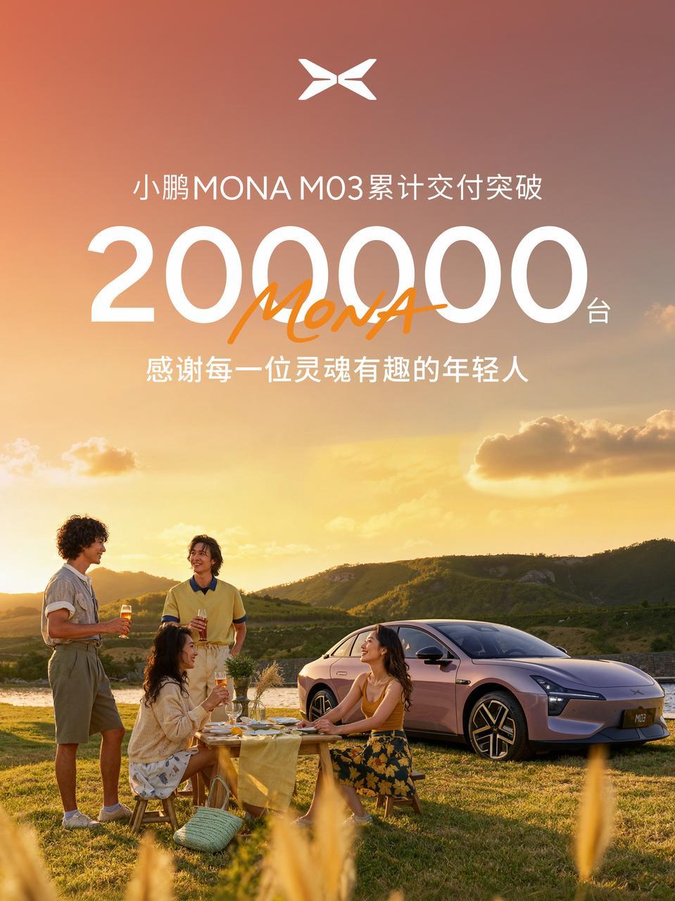 时间过得真快，小鹏MONAM03上市一年出头，交付量已经突破200000台了，