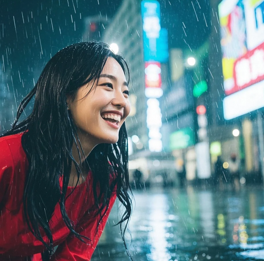 夜色如墨，霓虹如画，她是东京雨夜中最动人的那一笔。
