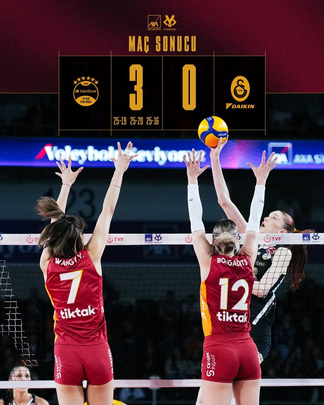 瓦基弗银行淘汰加拉塔萨雷晋级土杯决赛2025-2026土耳其杯女排半决赛，瓦