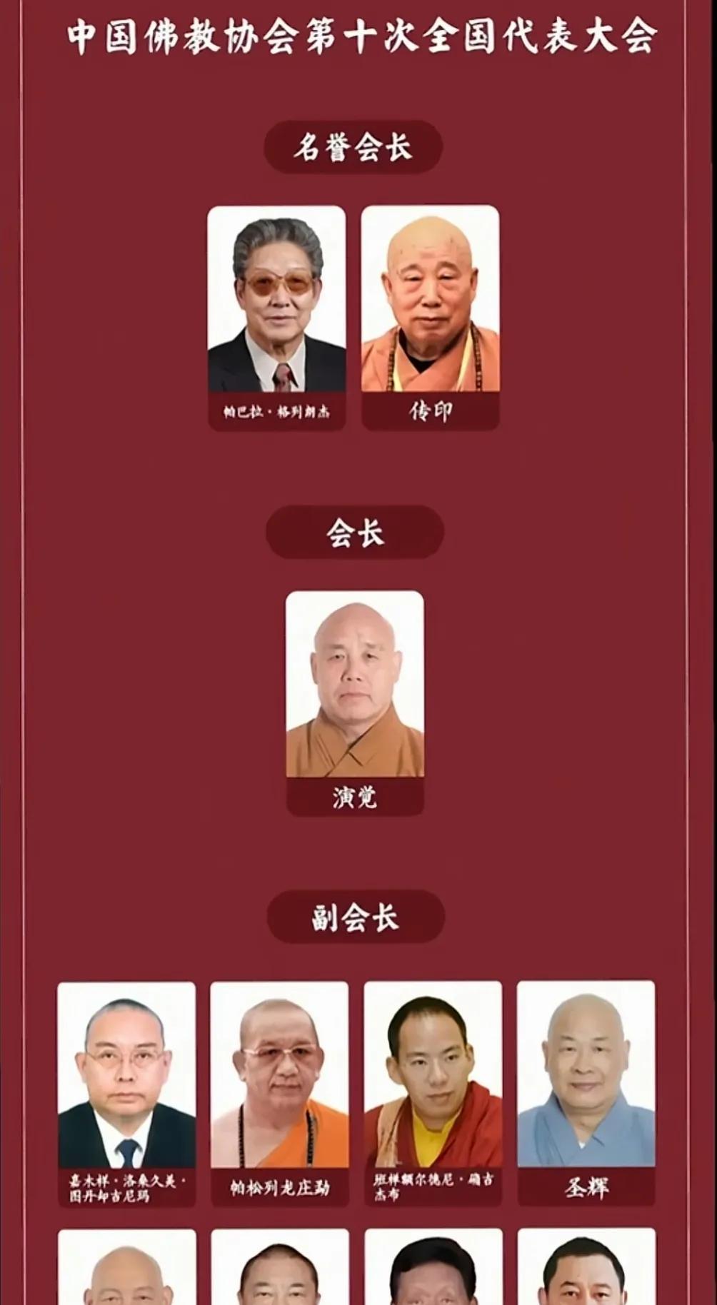 本以为永信大师的中国佛教协会副会长很厉害了，没想到竟然有这么多副会长。佛教协会