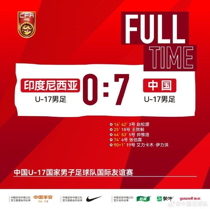 中国U17的抽签结果出来了，中国U17刚刚3：2，7：0双杀印尼U17，现在又碰