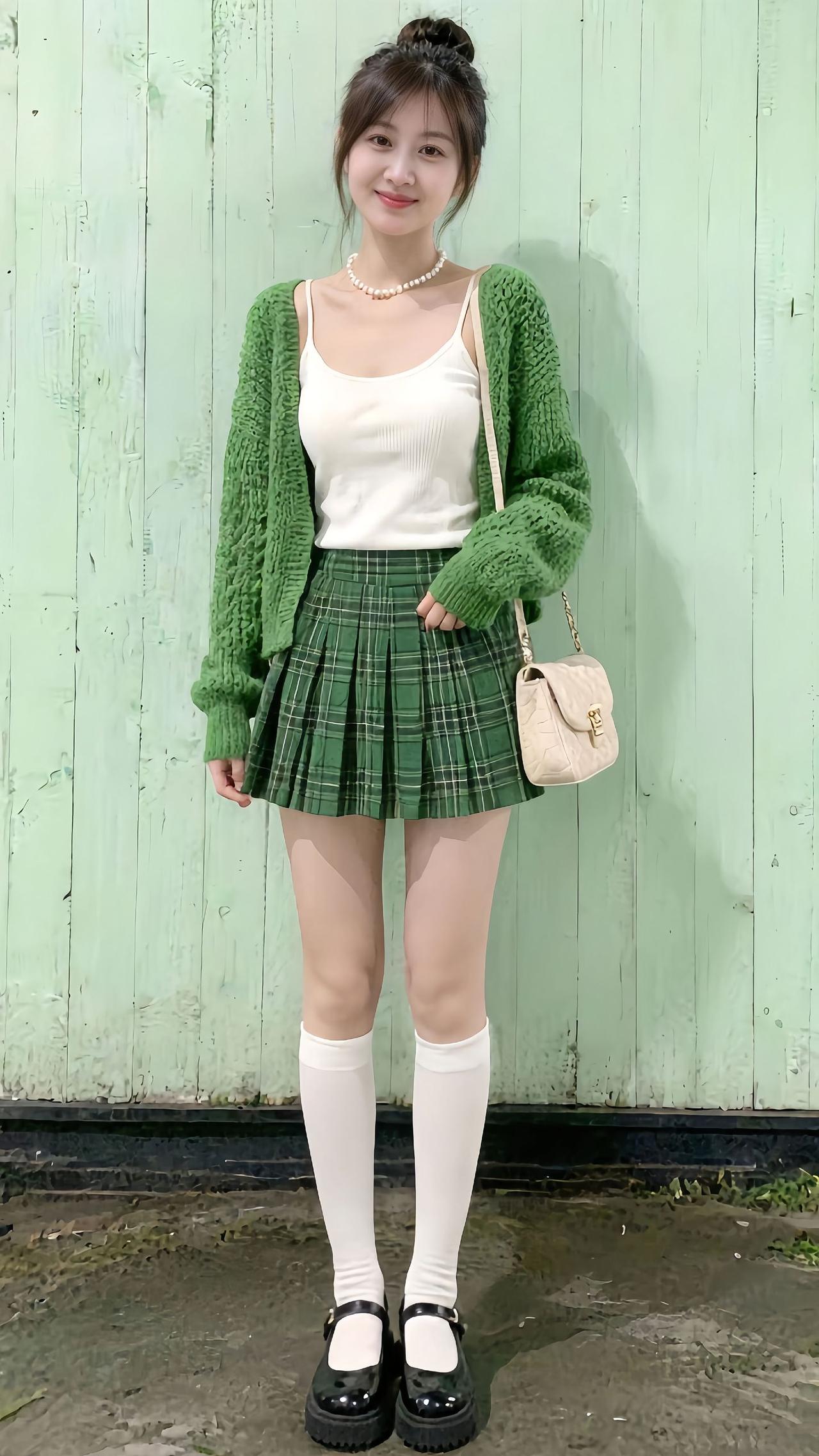 绿衣美人倚，笑语入画来。