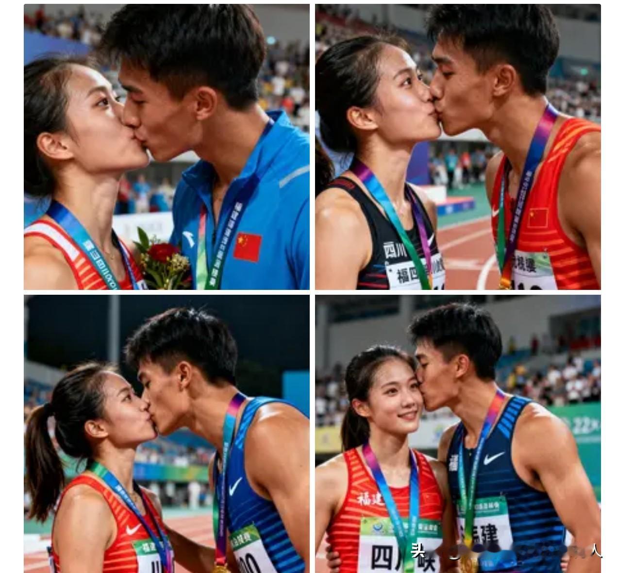 全运会最甜名场面必须是这对！11月15日4×100米混合接力决赛，福建队何锦櫶带