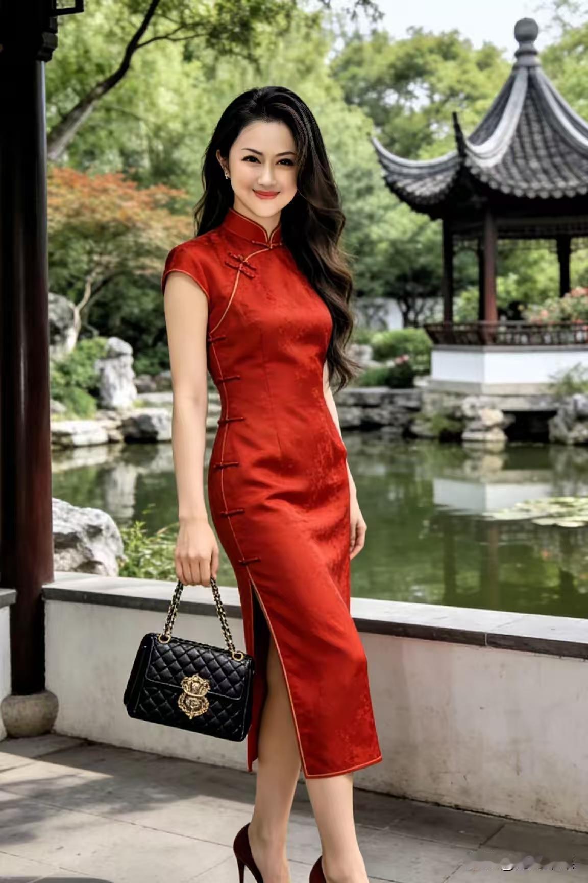 塞鸿秋·旗袍素绫裁就纤腰俏，花扣斜映如弦皎。玉移香度风姿妙，云鬟低堕幽情