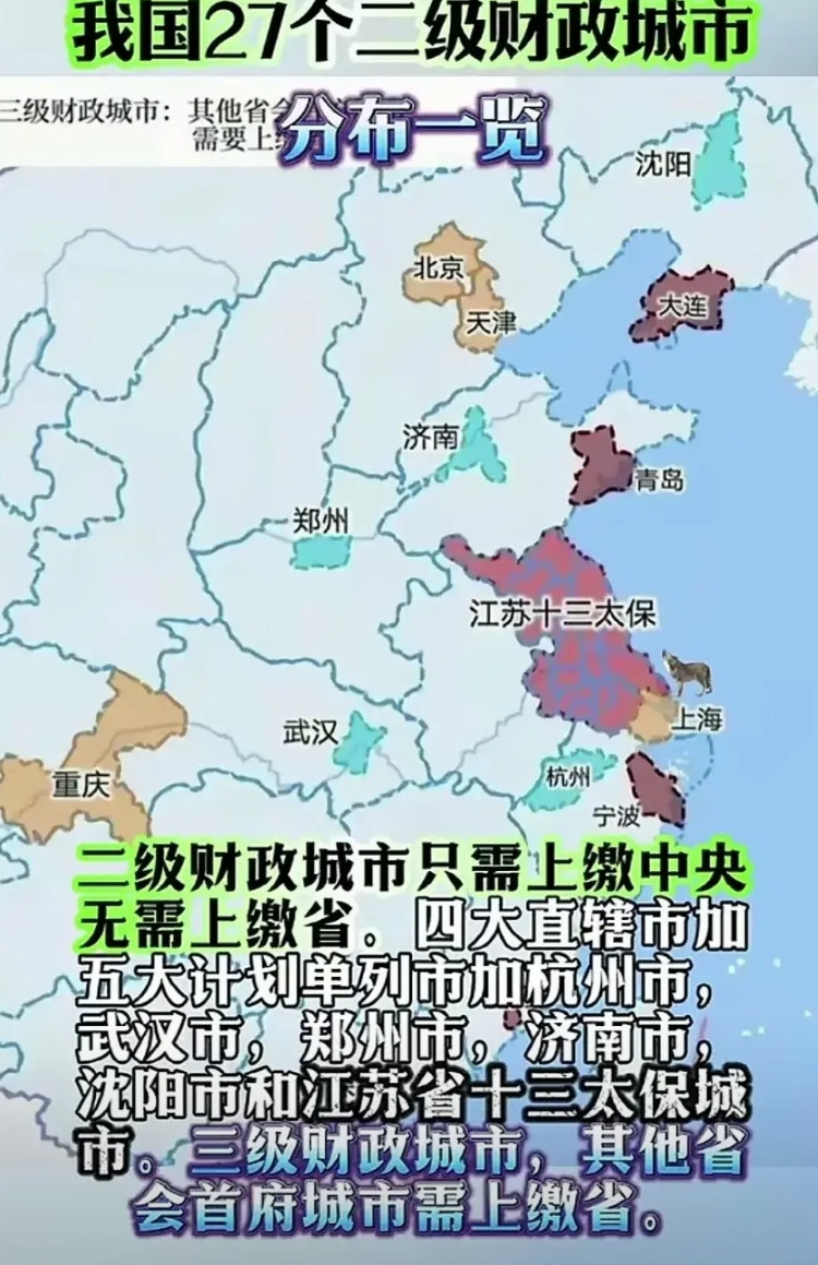 这就是“江苏十三太保城市”的来历吧？我国共有27个二级财政城市，分别是：四大直