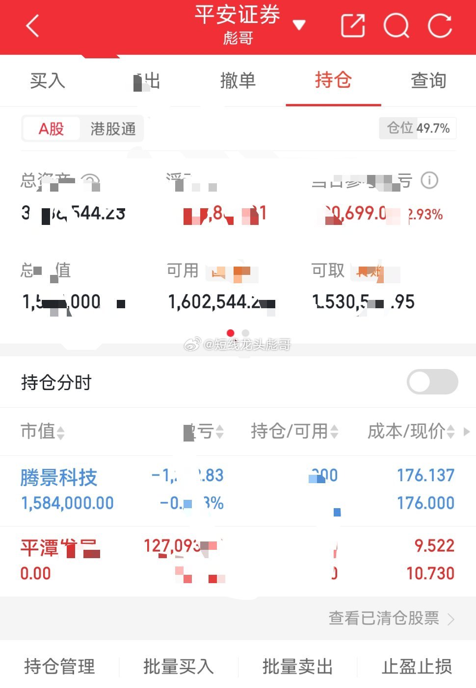 200万实盘组合，第35日记录。上车：$腾景科技sh688195$下车:$平