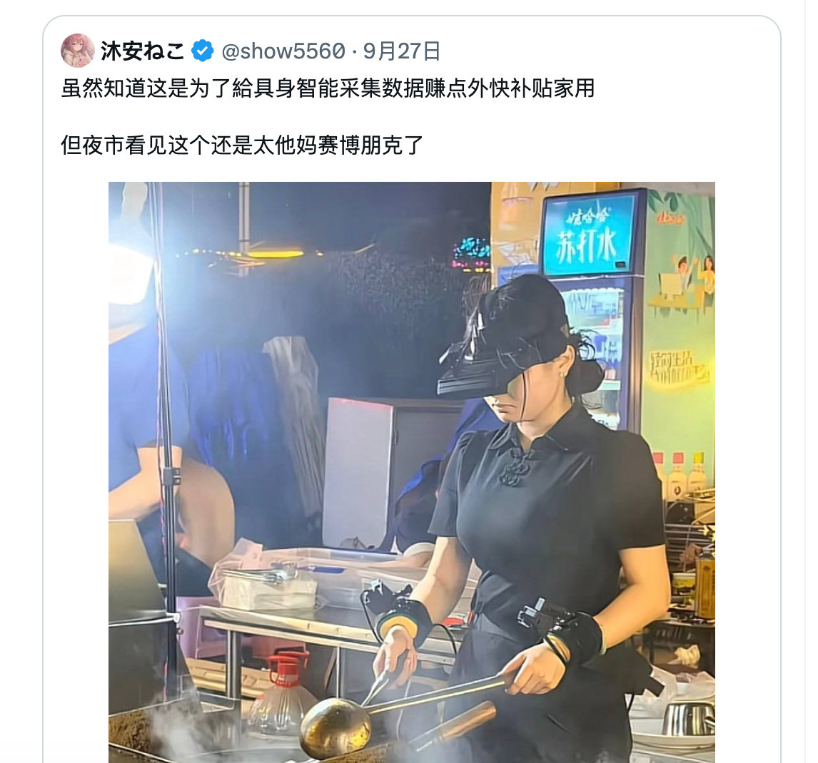 中国机器人公司还是太拼太卷（褒义）了，这是哪家公司安排的街边摊数据采集？条件是怎么谈的？能规模化吗？