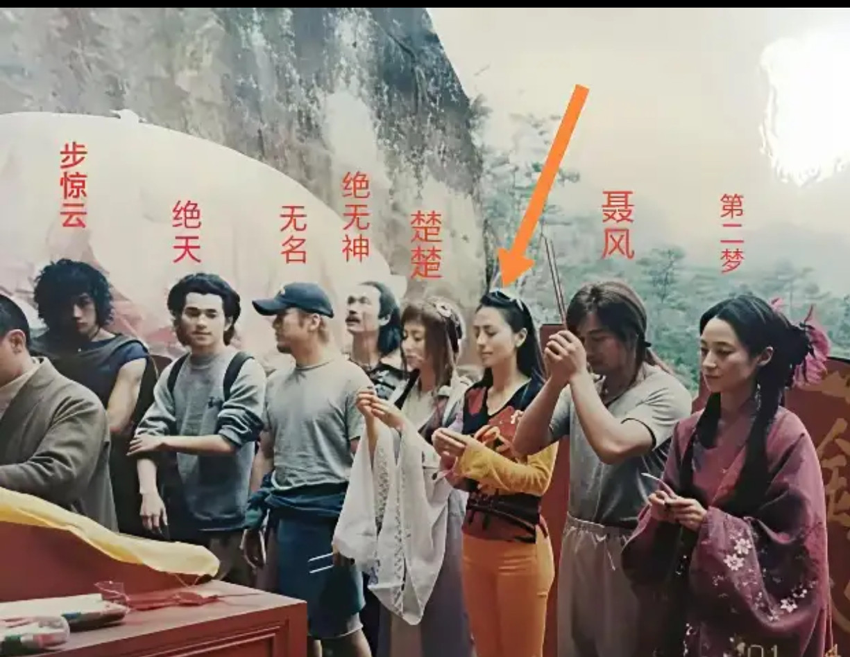 《风云》剧组开拍前的乐山大佛合影聂风右边那女的是谁？​​​