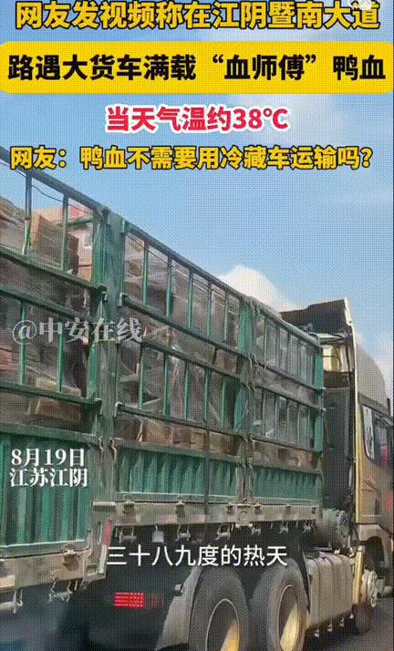 太无语了？江苏江阴，当地气温39o，男子在江阴暨南大道上碰到了一辆大货车，满车货