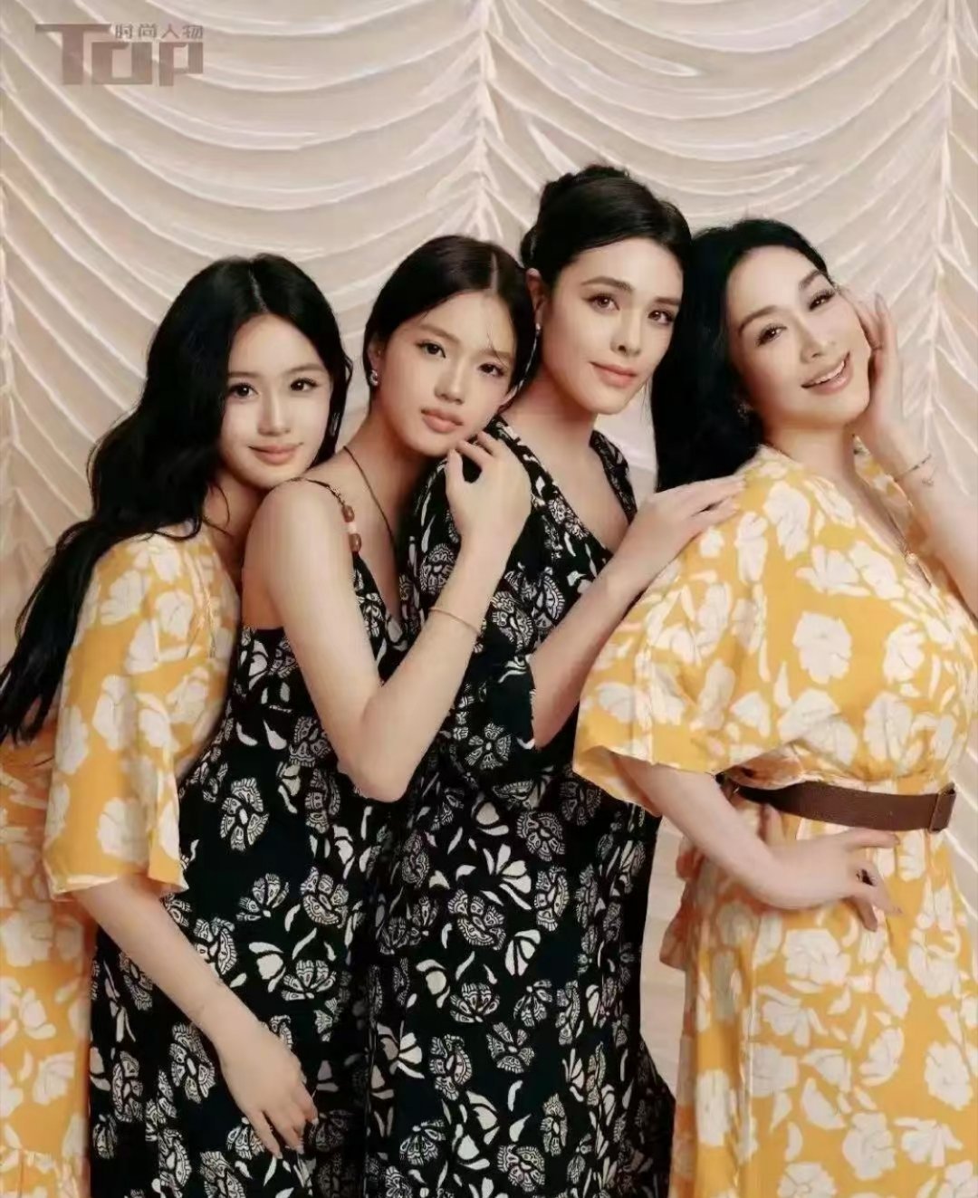 钟丽缇母女四人登上杂志，辨识度超高，各有各的特色，妥妥的母系美貌！三女儿也太好看