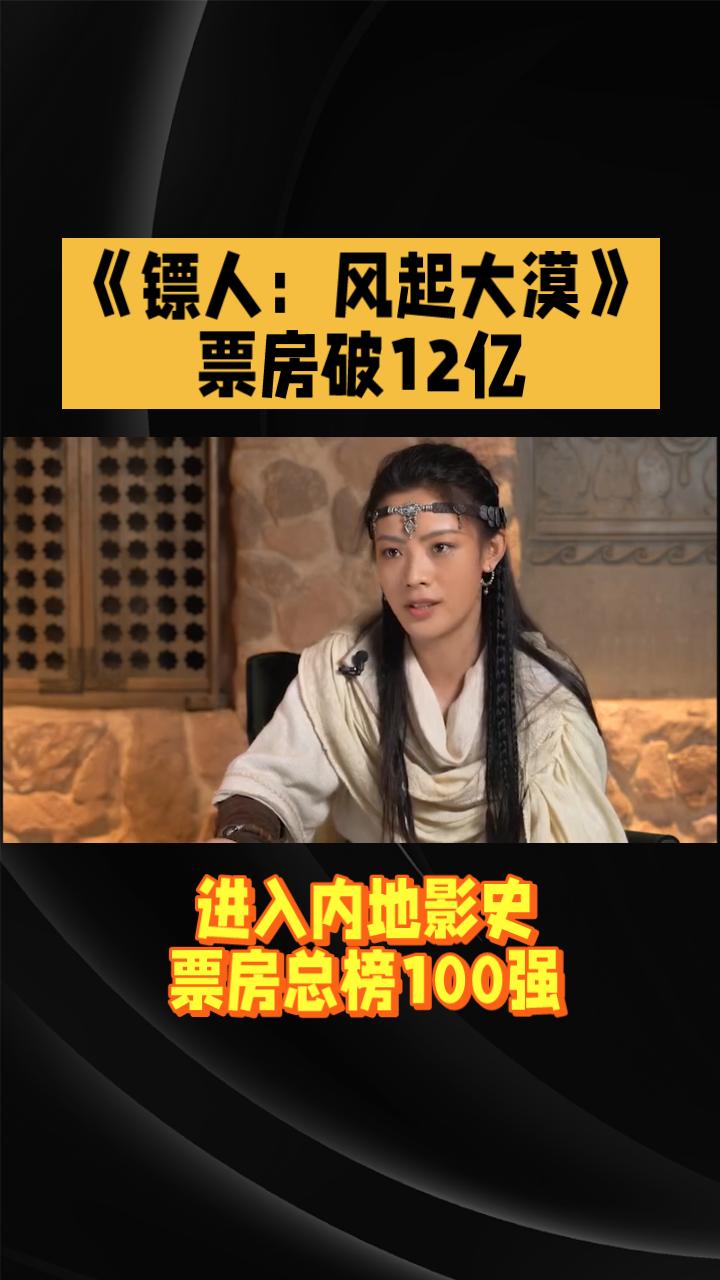 《镖人：风起大漠》票房破12亿，进入内地影史100强。由袁和平执导，吴京、谢霆