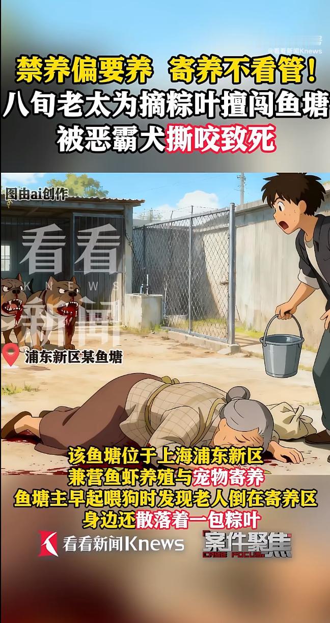 湖南某村发生一起令人痛心的事件：一名老人擅自进入他人承包的鱼塘，被看护鱼塘的两条