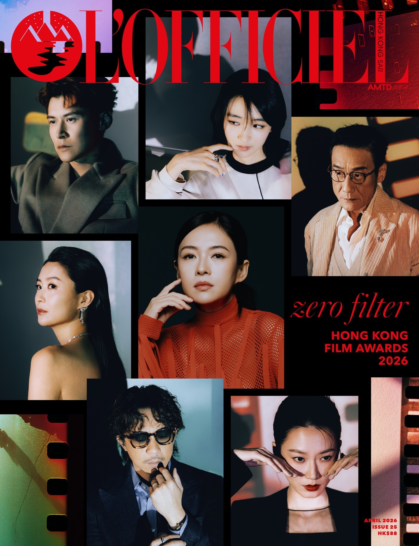 章子怡领衔一众金像奖提名者亮相中国香港版L'OFFICIEL新一期封面C位