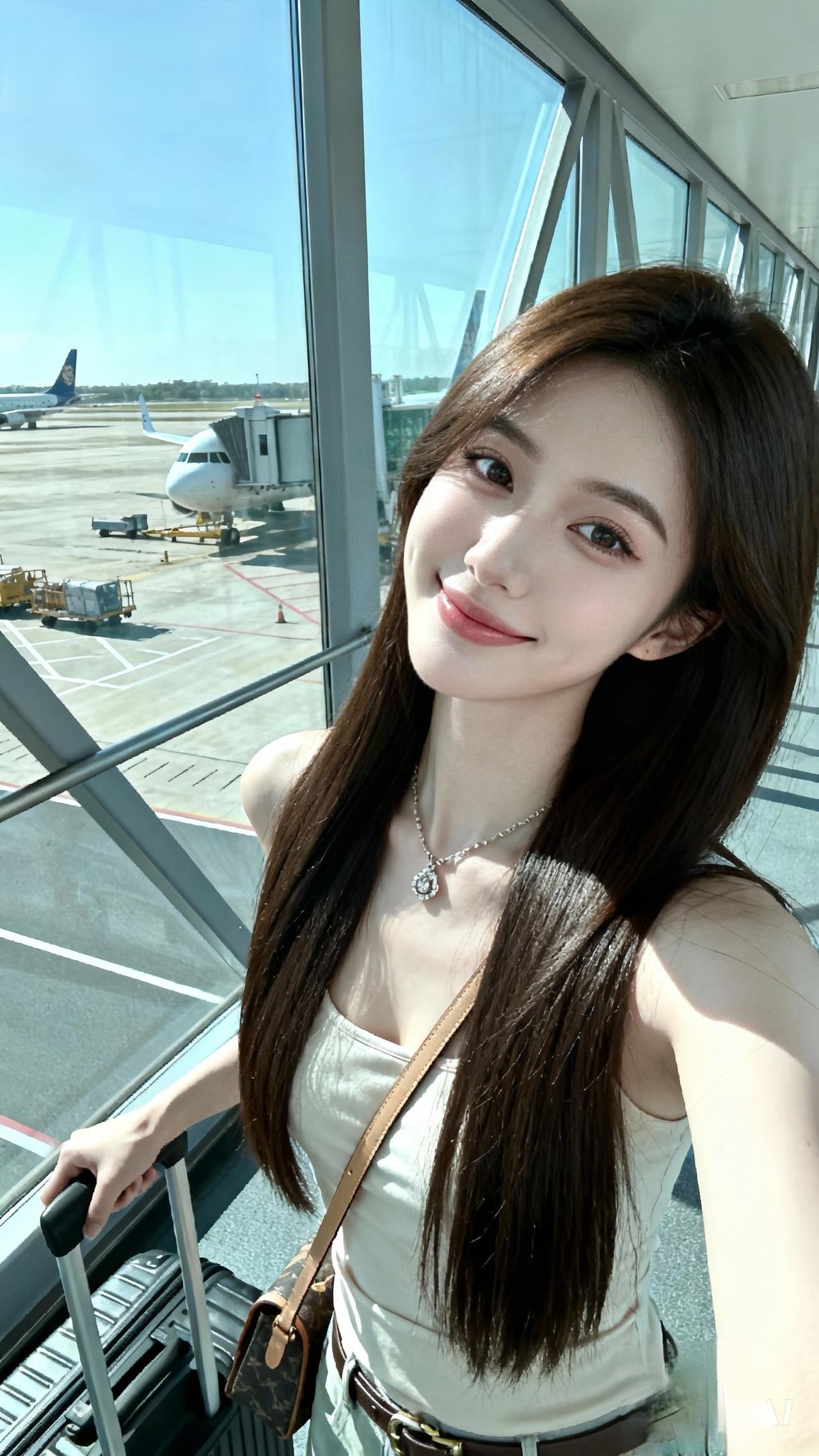 机场自拍📸微笑迎接新旅程！