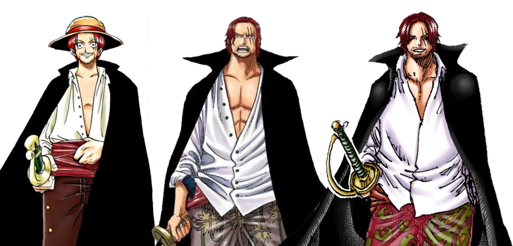 海贼王海贼王香克斯的变化12年前-2年前-现在