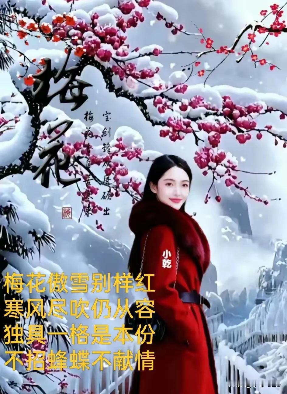 雪花白、梅花红，贴心贴肺献忠诚。寒冬腊月她不惧疏影横斜又一春。