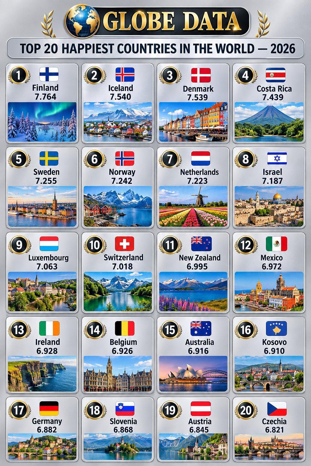 2026年全球幸福度最高TOP20​​​